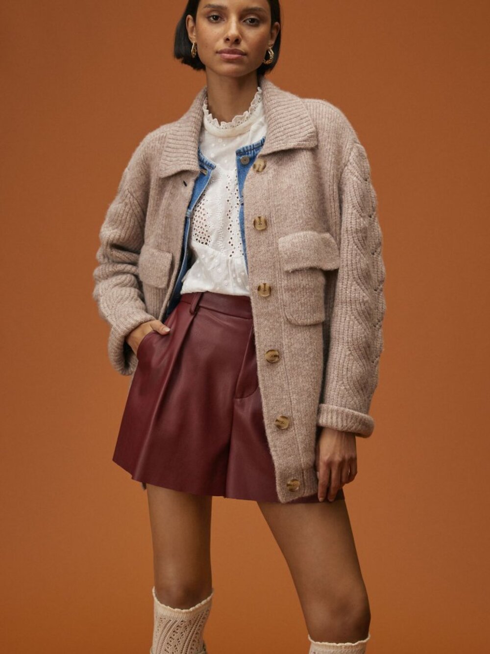 women's chunky wool blend cardigan